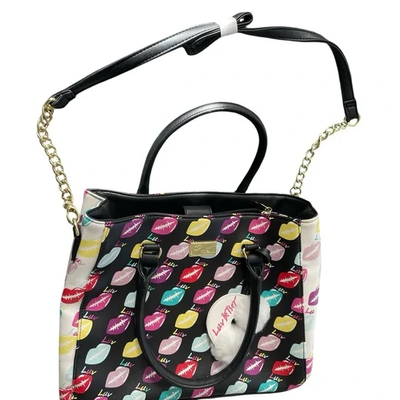 Betsey Johnson Luv Multicolor Bag Lips Kisses Crossbody Purse Cloud/Rainbow Tag - Picture 14 of 16